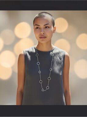 Chico’s Silver-Tone Circle Link Long Necklace